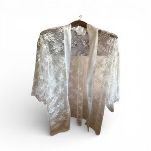 Victoria's Secret White Lace Bridal Kimono Lingerie Open Lacey Bride Cardigan